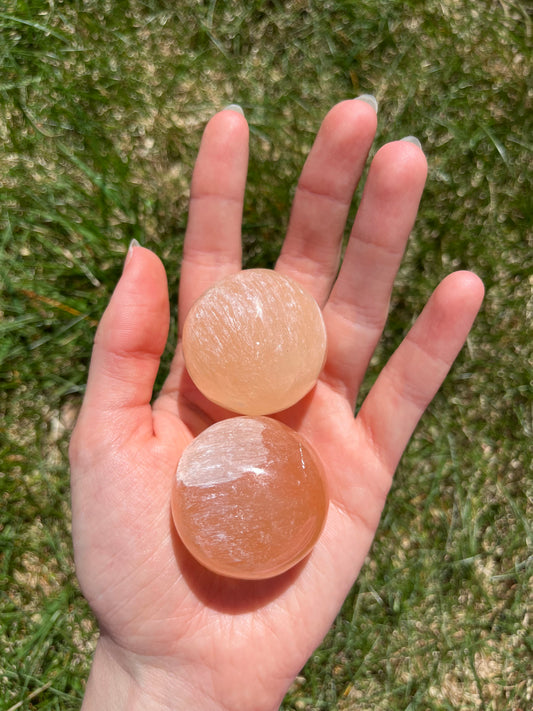 Peach Selenite Sphere